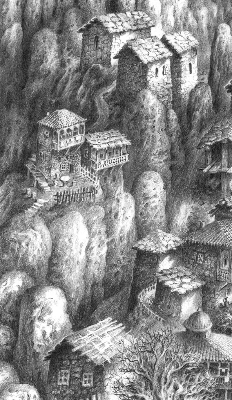 ქუთაისის ხედი.  ფანქარი. ფრაგმენტი.