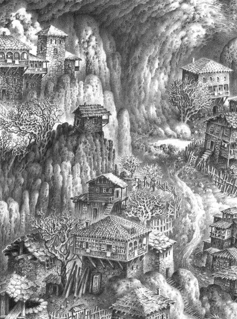 ქუთაისის ხედი.  ფანქარი. ფრაგმენტი.