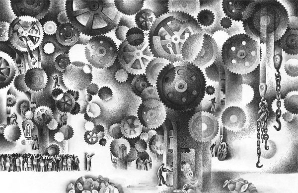 ექსკურსია საწნეხ საწნეხ საამქროში. სერიიდან "ინდუსტრიული ქუთაისი". ტუში, შავი მელანი. 1975.