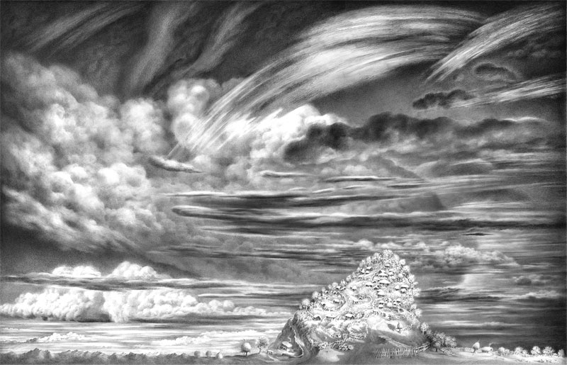 იმერეთი ზღაპარია.  სერიიდან "ღრუბლები".  ფურცელი 1.  ფანქარი. 43х66,5. 12.03. 2003-4.10. 2005.