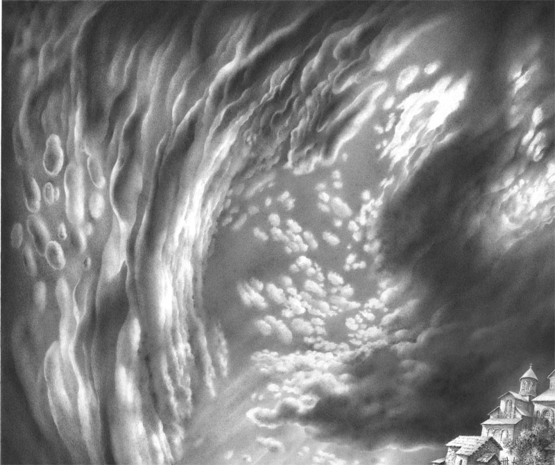 ქუთაისის ხედი. ეძღვნება ელ გრეკოს. ფანქარი. ფრაგმენტი.