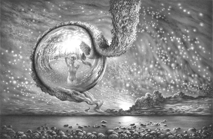 სიზმარი.  სერიიდან  "ქალი სივრცეში".   ფანქარი.  49х74,5.  27.07 - 3.09. 2000.                                                                                              х