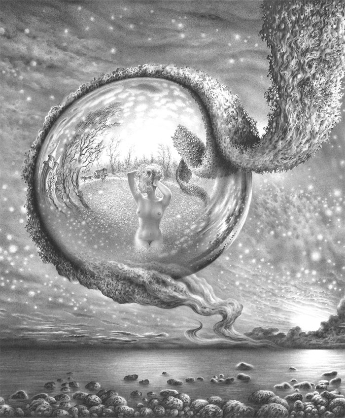 სიზმარი.  სერიიდან  "ქალი სივრცეში".  (ფრაგმენტი) ფანქარი.  49х74,5.  27.07 - 3.09. 2000.                                                                                              х