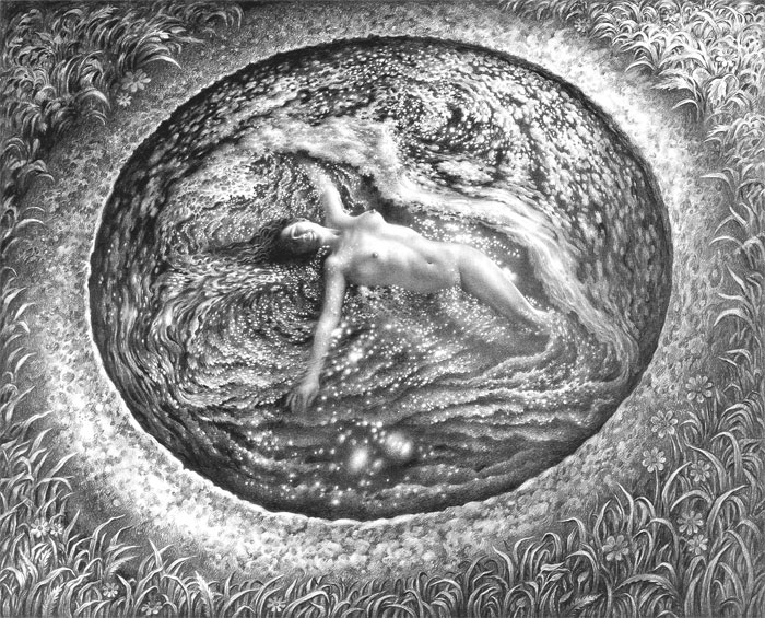 აუზი. სერიიდან "ქალი სივრცეში".    ფანქარი.