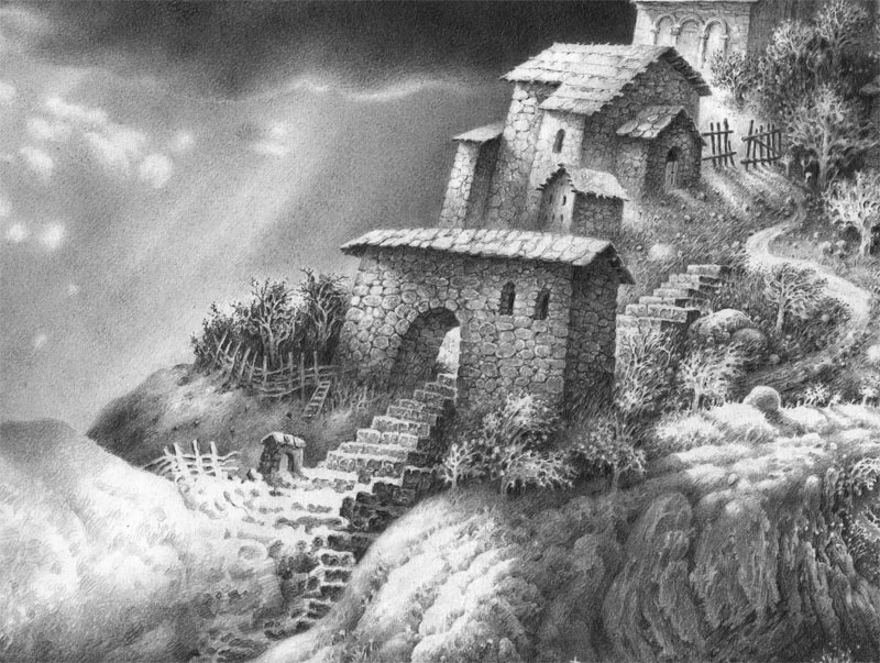 ქუთაისის ხედი. ეძღვნება ელ გრეკოს. ფანქარი. ფრაგმენტი.